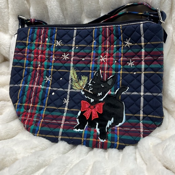 Vera Bradley Plaid Scottish Terrier Bucket Crossbody Bag - Picture 2 of 8